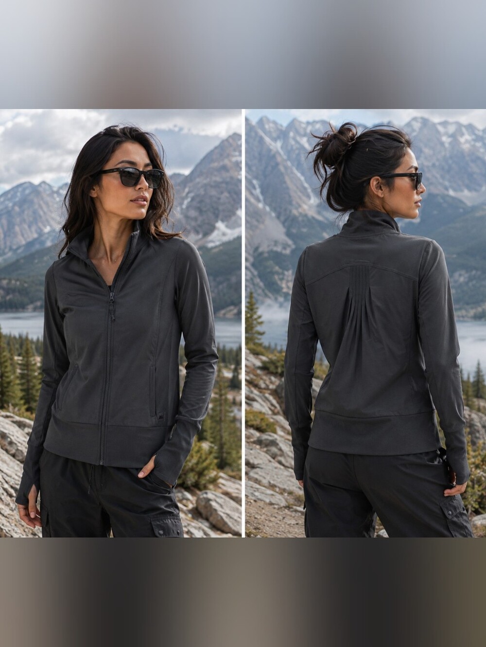 REI Gorpcore Zip Jacket Women XS Gray Hiking Outdoor Lightweight Stretch